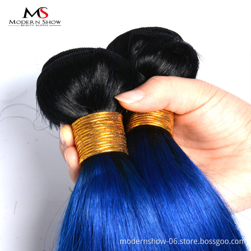 weaving hair perfect ombre 1b blue top quality peruvian human hair